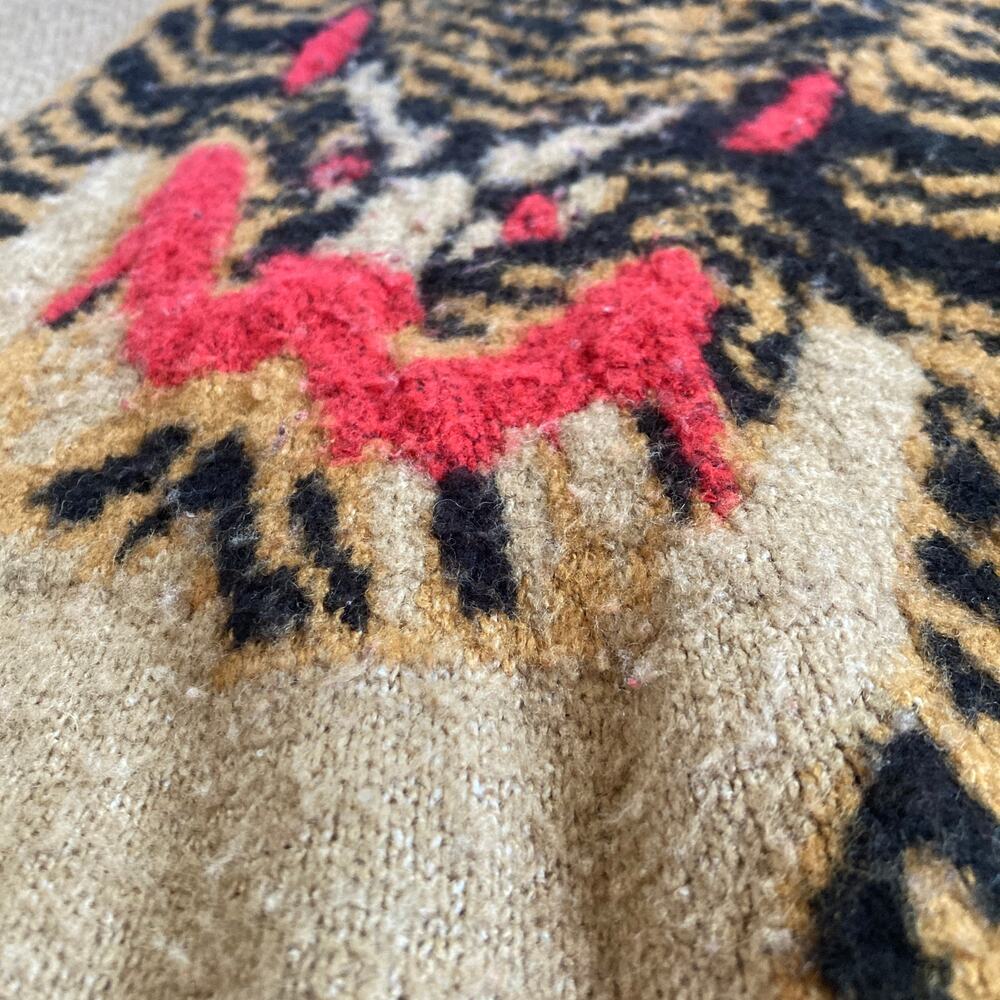 Animal Print Tiger Sweater Womens Large Wool Blend Crew Stretch Asian CI Sono - Picture 7 of 11